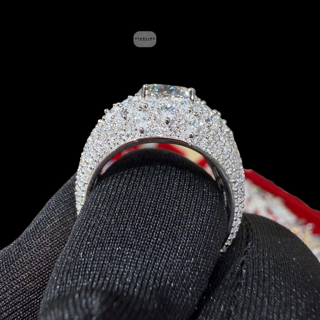 Moissanite Cluster Mens Ring