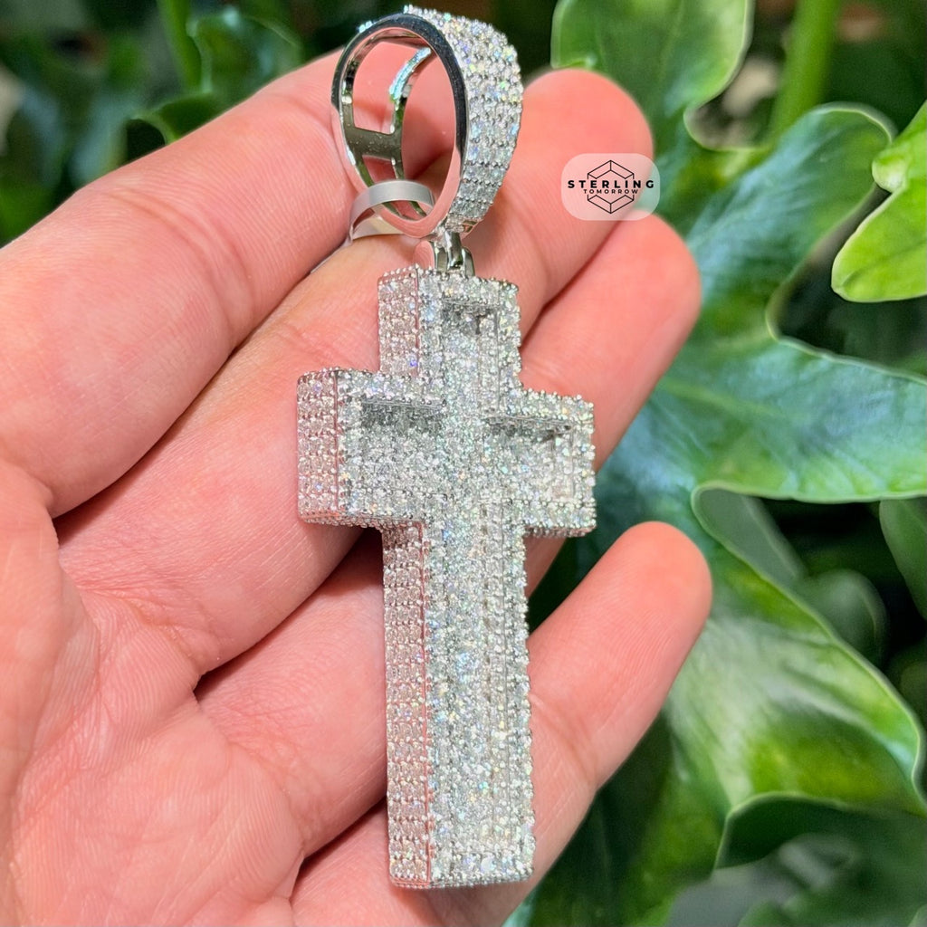 Moissanite 3" 3D Cross Pendant
