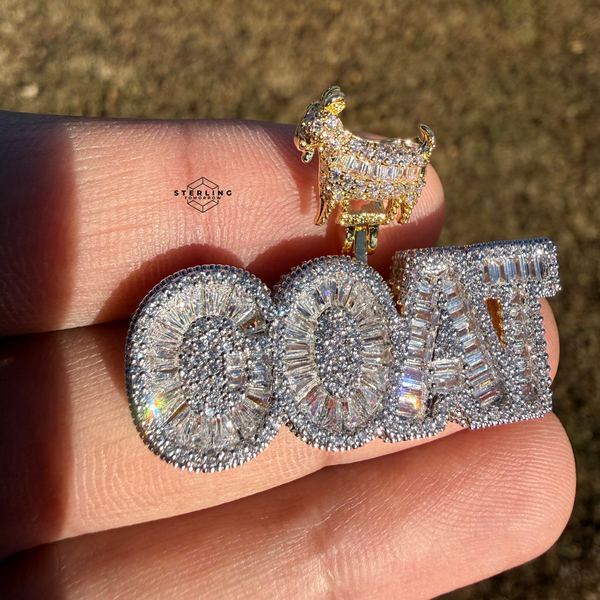14K Gold Plated Iced Out “GOAT” Pendant | Bold Hip Hop Pendant with Free Chain