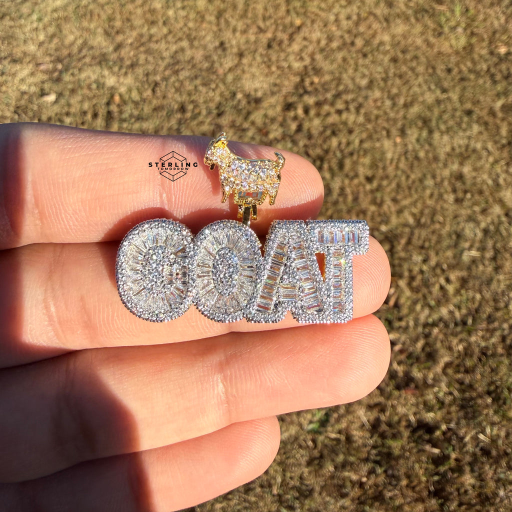 14K Gold Plated Iced Out “GOAT” Pendant | Bold Hip Hop Pendant with Free Chain