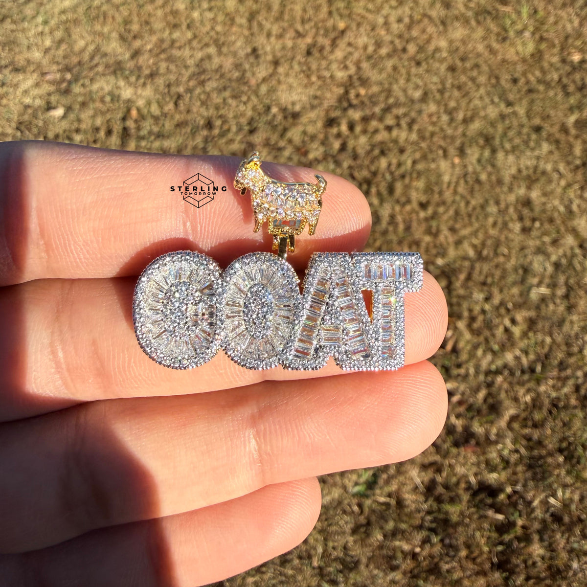 14K Gold Plated Iced Out “GOAT” Pendant | Bold Hip Hop Pendant with Free Chain