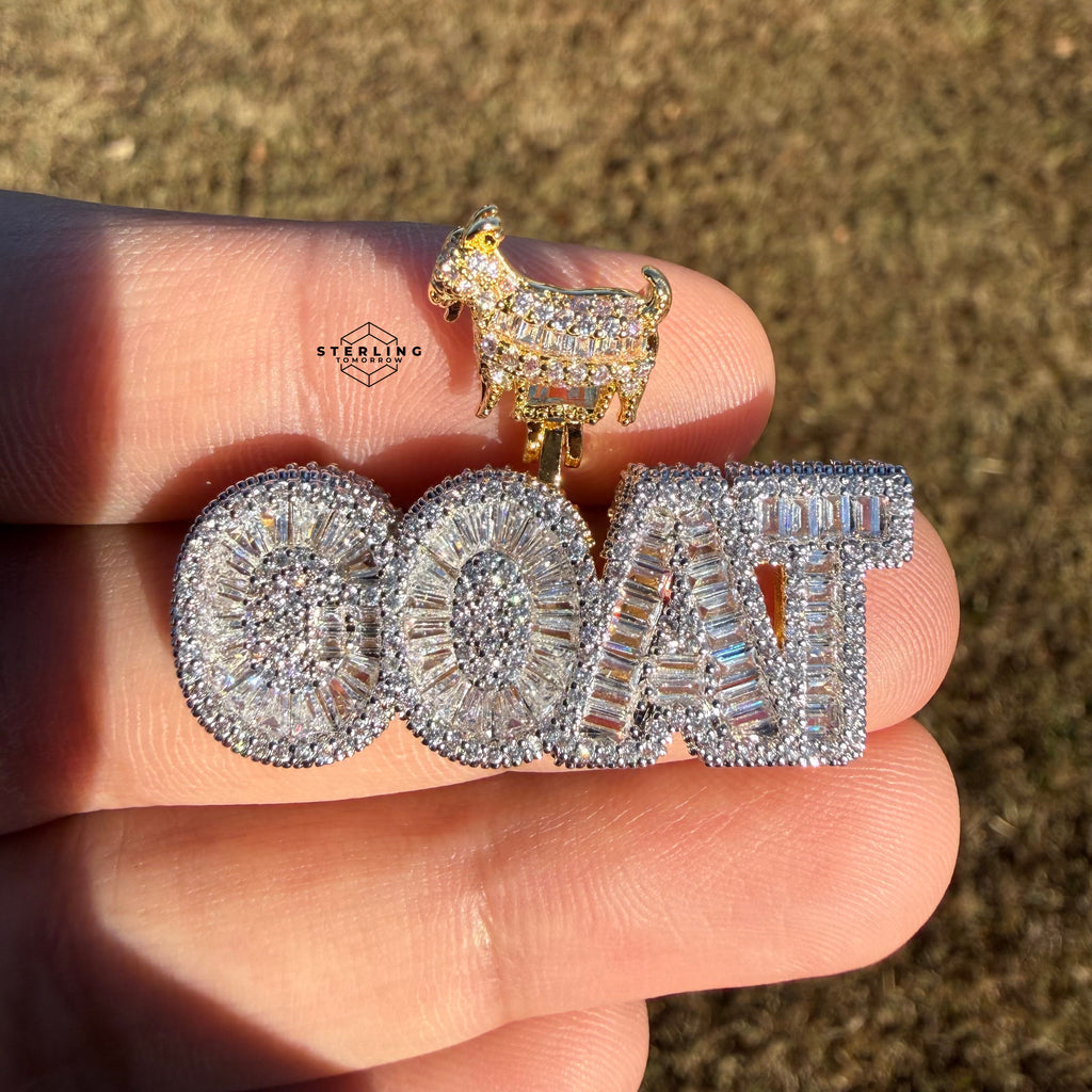 14K Gold Plated Iced Out “GOAT” Pendant | Bold Hip Hop Pendant with Free Chain