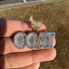 14K Gold Plated Iced Out “GOAT” Pendant | Bold Hip Hop Pendant with Free Chain