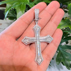 Moissanite Large Baguette Cross Pendant