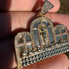 Last Supper Iced Pendant 14k Gold Plated + Steel Rope Chain