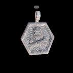 Skull 14k White Gold Plated Iced CZ Pendant + Steel Rope Chain