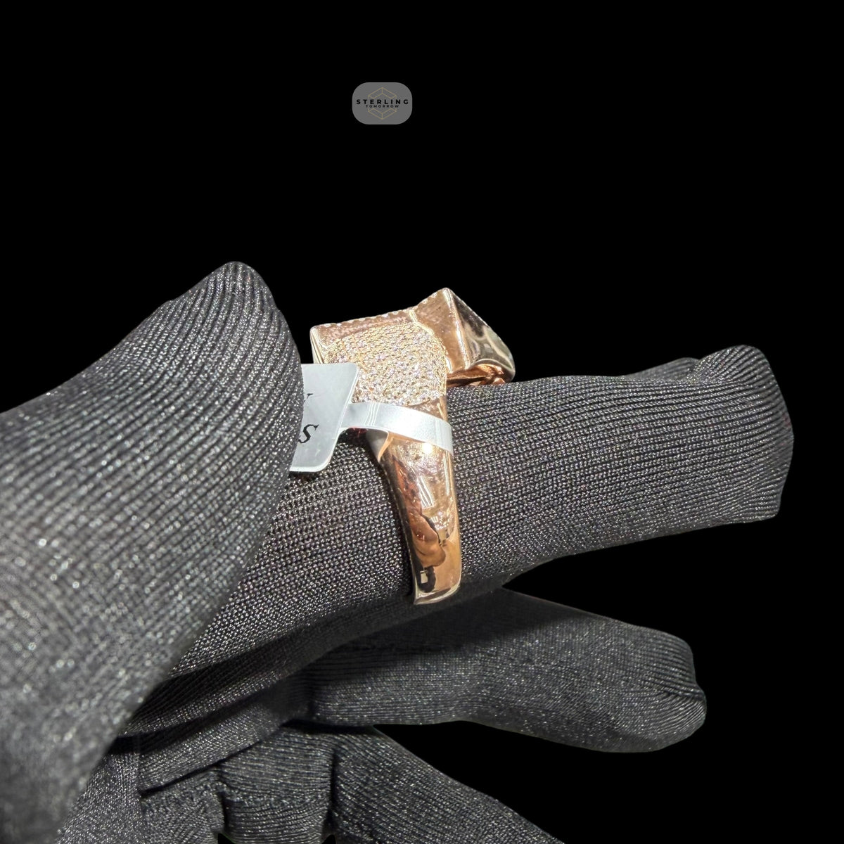 Moissanite Trap House Ring, Rose Gold 925 Silver Size 9