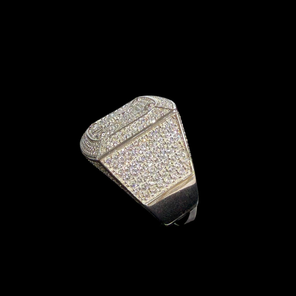 Moissanite Eagle Signet Ring, 925 Silver Iced Out Mens Hip Hop Ring, GRA Certified Eagle Crest Jewelry