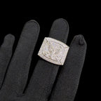 Moissanite Eagle Signet Ring, 925 Silver Iced Out Mens Hip Hop Ring, GRA Certified Eagle Crest Jewelry
