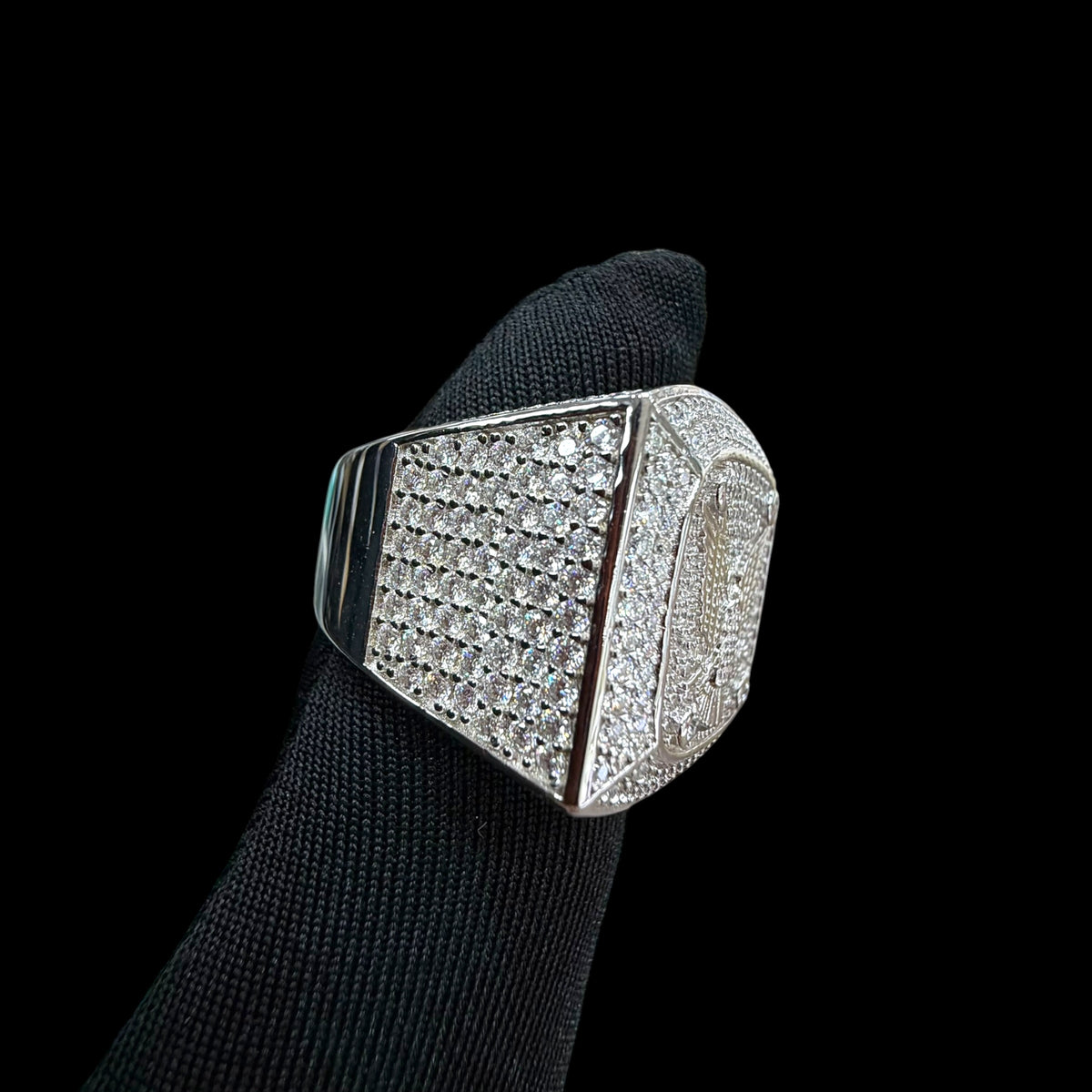 Moissanite Eagle Signet Ring, 925 Silver Iced Out Mens Hip Hop Ring, GRA Certified Eagle Crest Jewelry
