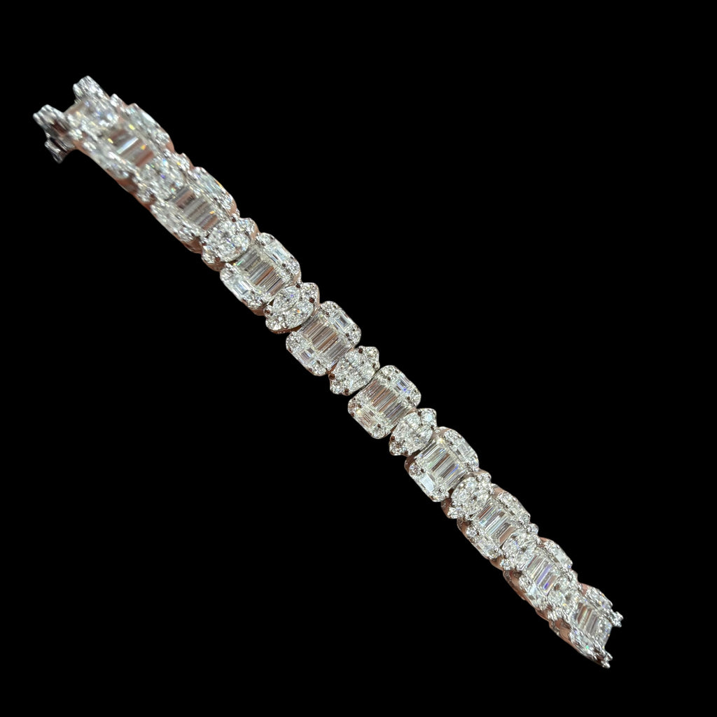 7mm Moissanite Emerald Cut Marquise Tennis Bracelet 7 Inch, 925 Silver Ladies Iced Out Bracelet
