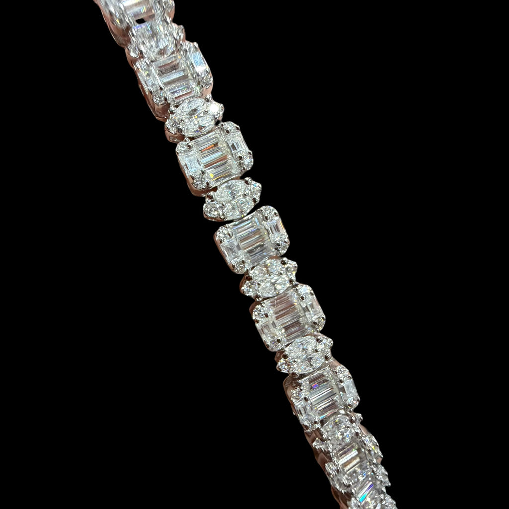 7mm Moissanite Emerald Cut Marquise Tennis Bracelet 7 Inch, 925 Silver Ladies Iced Out Bracelet