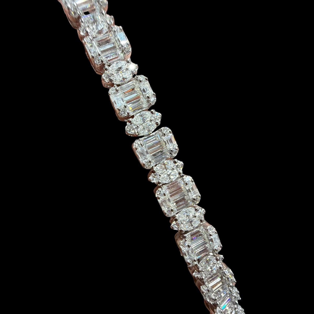 7mm Moissanite Emerald Cut Marquise Tennis Bracelet 7 Inch, 925 Silver Ladies Iced Out Bracelet