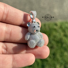Teddy Bear 925 Silver CZ Pendant