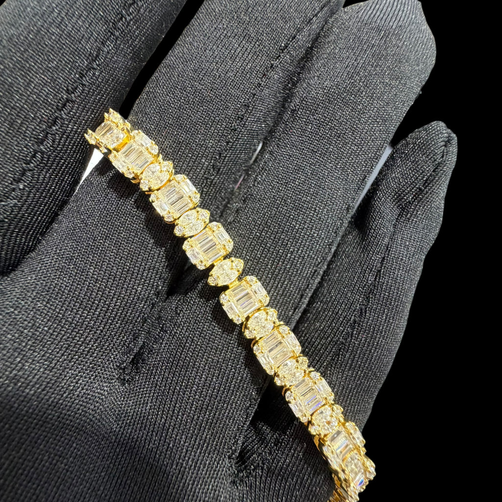 7mm Moissanite Emerald Cut Marquise Tennis Bracelet 7 Inch, 14k Gold 925 Silver Ladies Iced Out Bracelet (Copy)