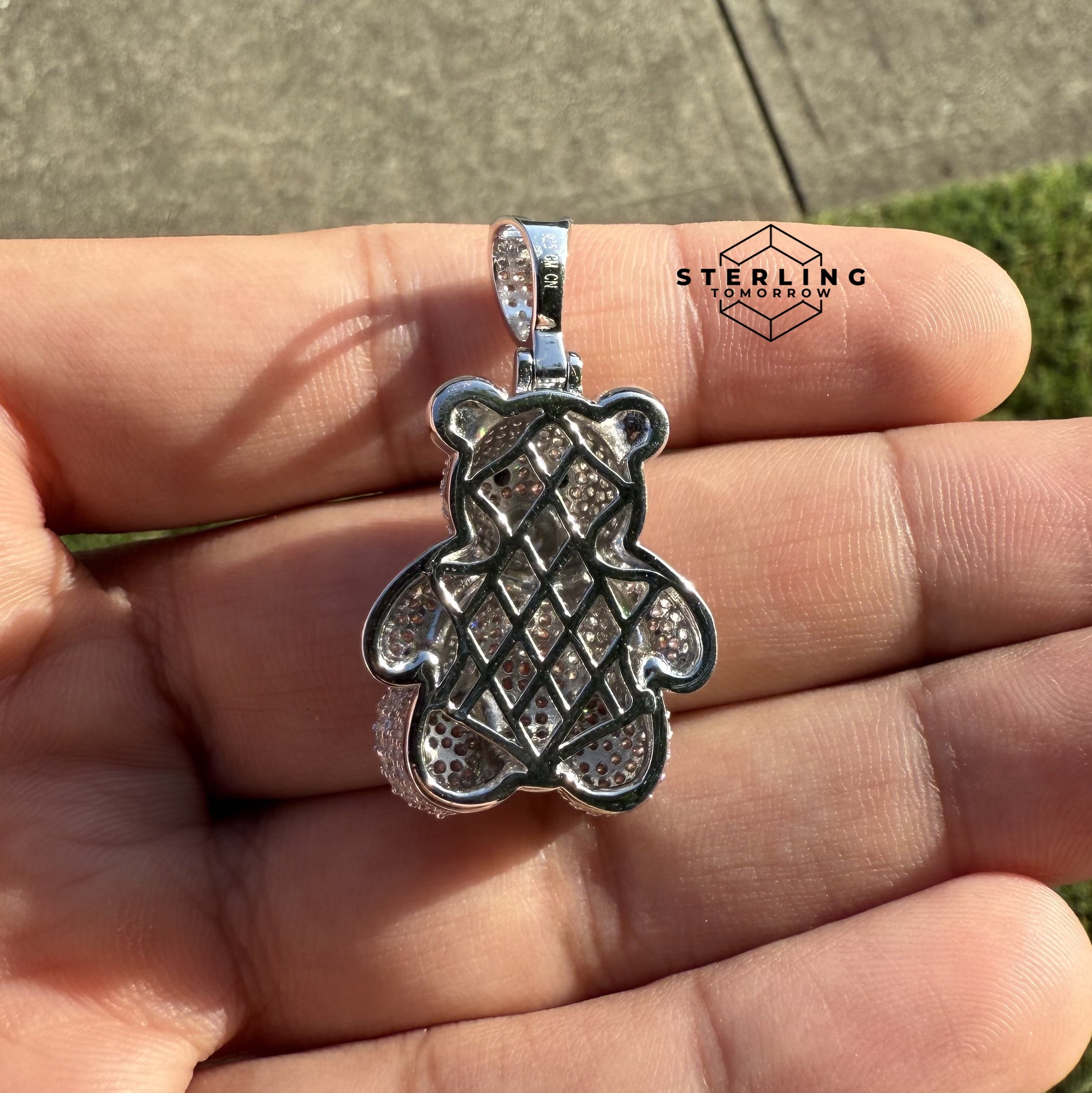 Teddy Bear 925 Silver CZ Pendant
