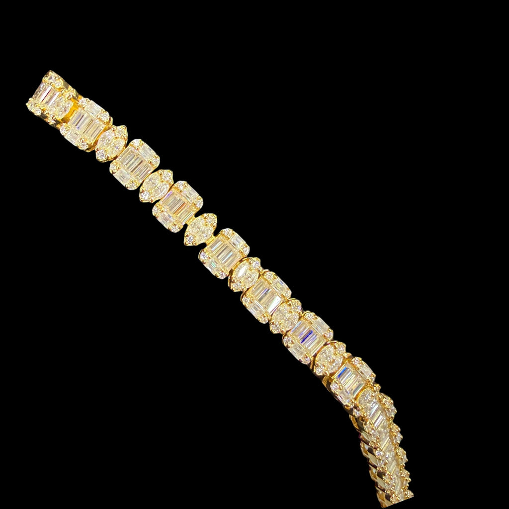 7mm Moissanite Emerald Cut Marquise Tennis Bracelet 7 Inch, 14k Gold 925 Silver Ladies Iced Out Bracelet (Copy)