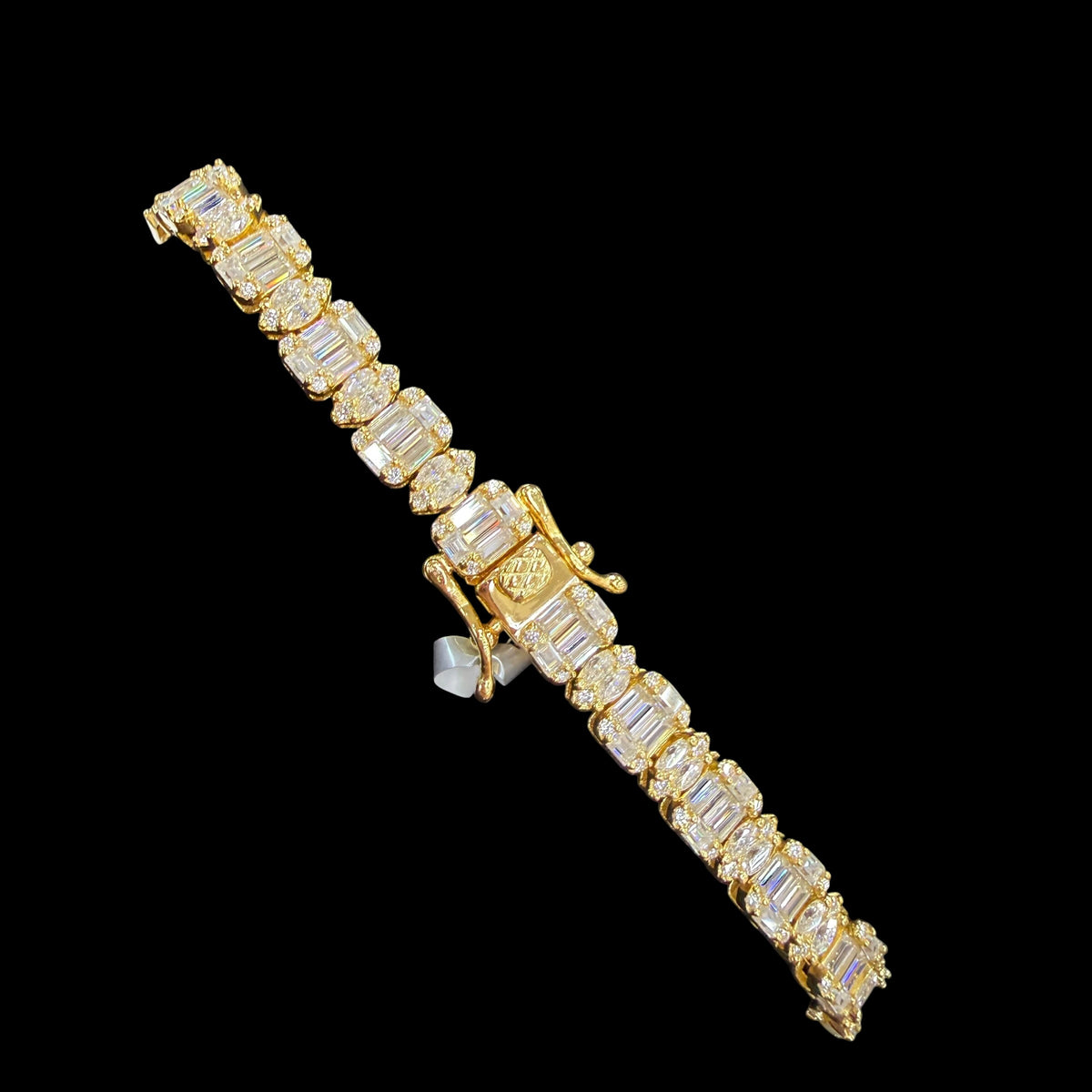 7mm Moissanite Emerald Cut Marquise Tennis Bracelet 7 Inch, 14k Gold 925 Silver Ladies Iced Out Bracelet (Copy)