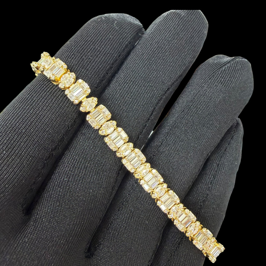7mm Moissanite Emerald Cut Marquise Tennis Bracelet 7 Inch, 14k Gold 925 Silver Ladies Iced Out Bracelet (Copy)