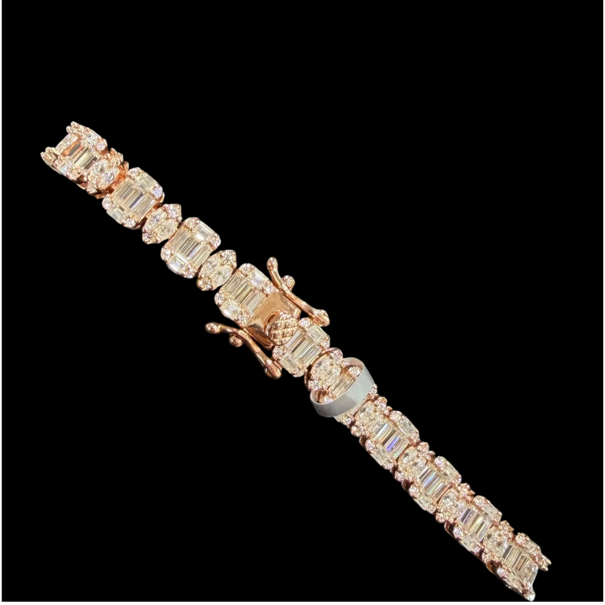 7mm Moissanite Emerald Cut Marquise Tennis Bracelet 7 Inch, Rose Gold 925 Silver Ladies Iced Out Bracelet (Copy) (Copy)