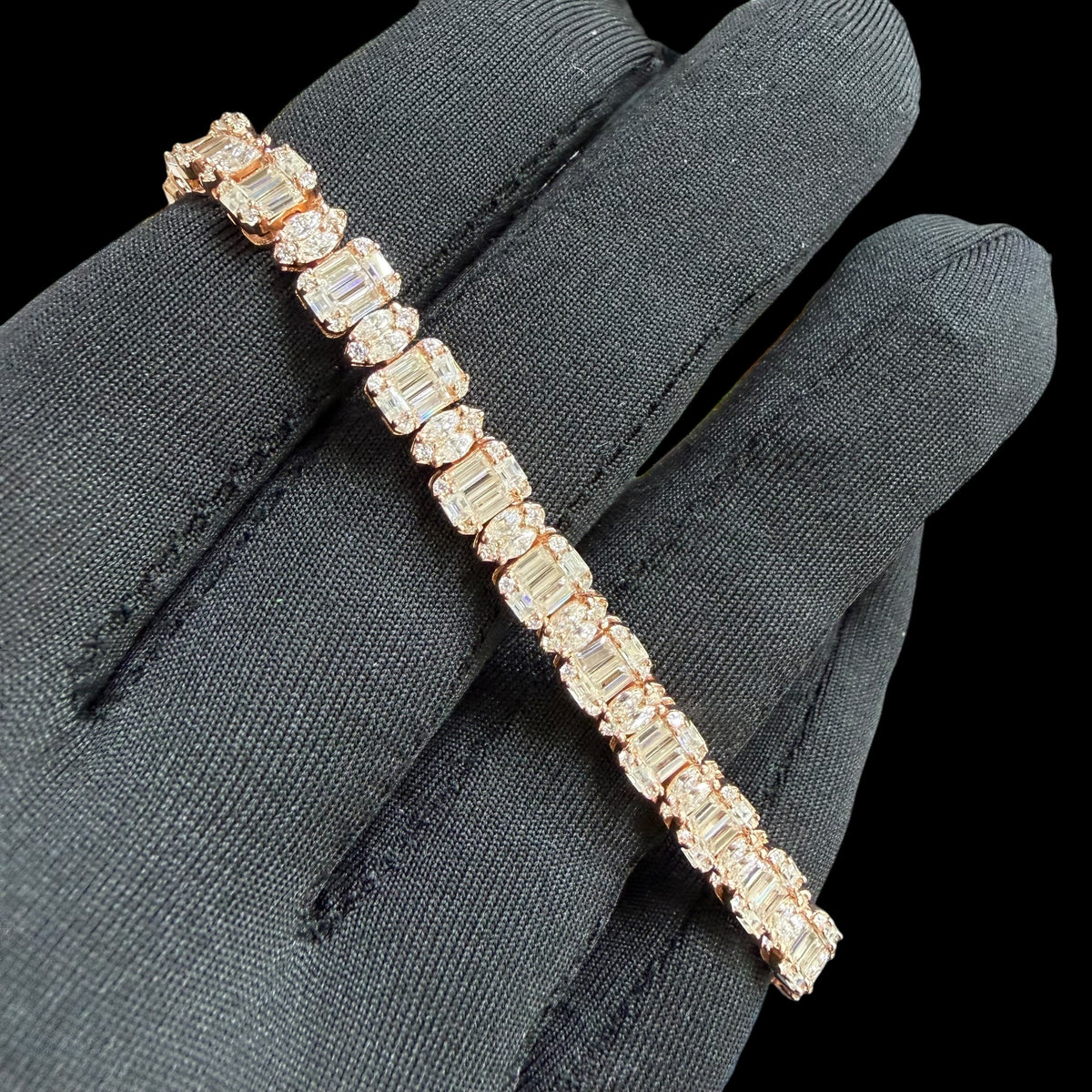 7mm Moissanite Emerald Cut Marquise Tennis Bracelet 7 Inch, Rose Gold 925 Silver Ladies Iced Out Bracelet (Copy) (Copy)