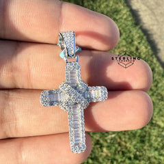 Moissanite Cross with Ribbon 1.5" Pendant