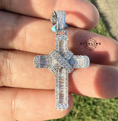 Moissanite Cross with Ribbon 1.5" Pendant