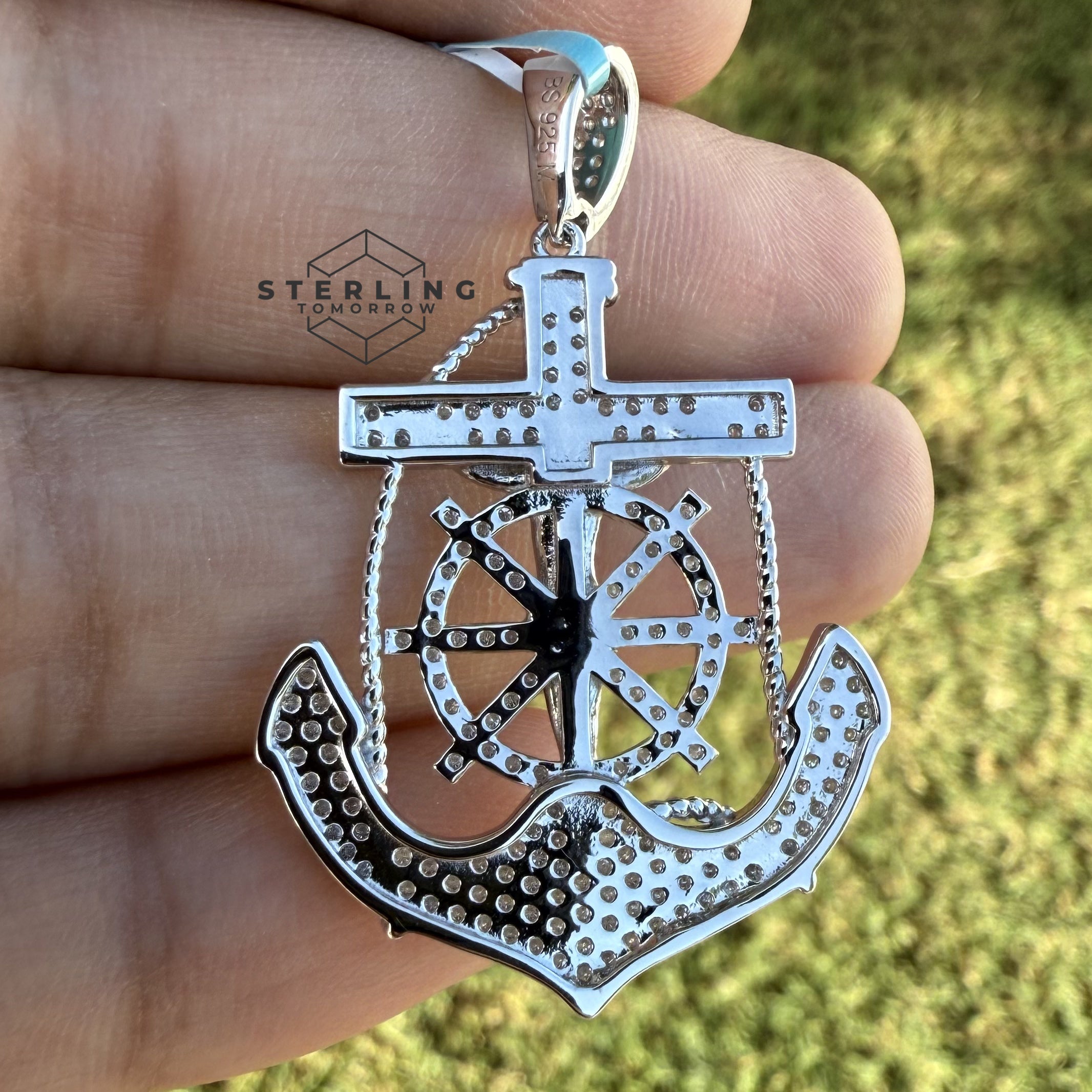 Anchor Jesus Crucifix Moissanite Pendant