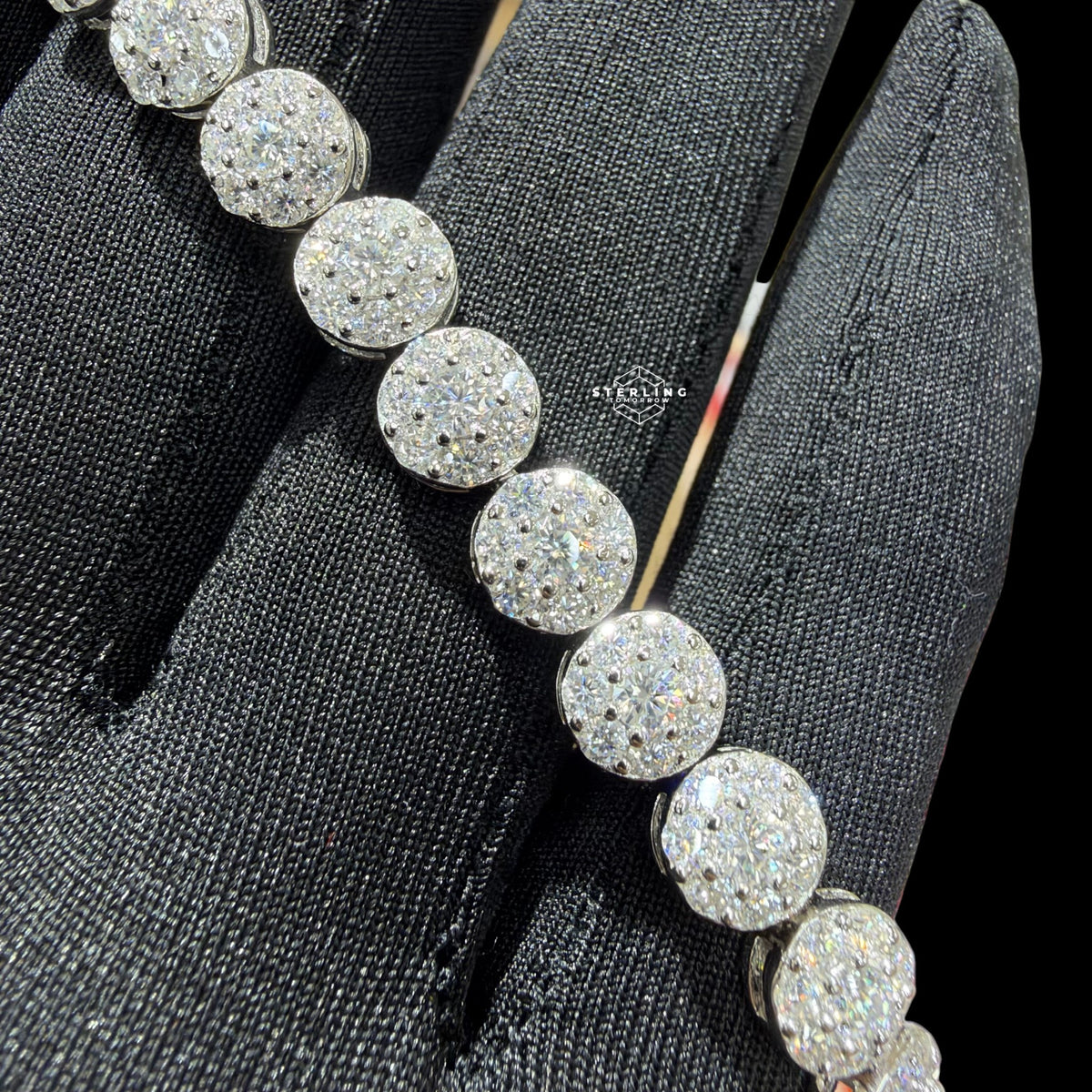 7mm Moissanite Cluster Bracelet 8"