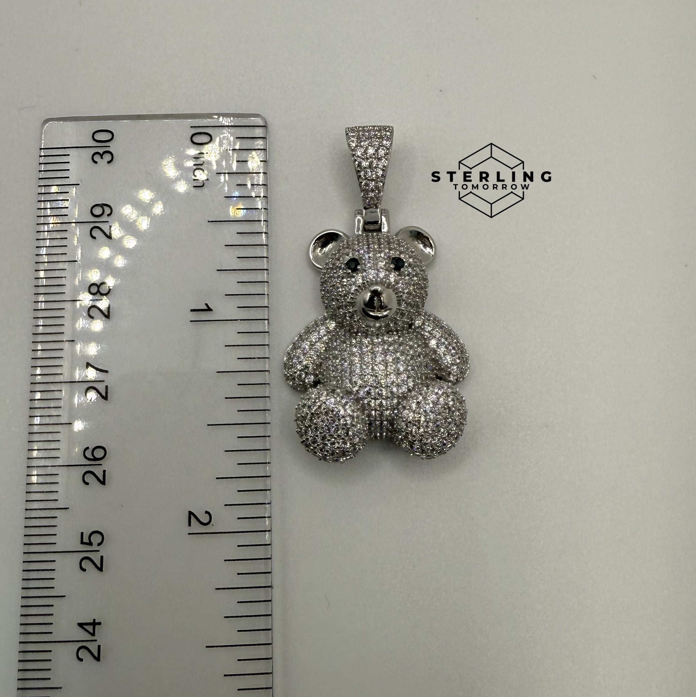 Teddy Bear 925 Silver CZ Pendant
