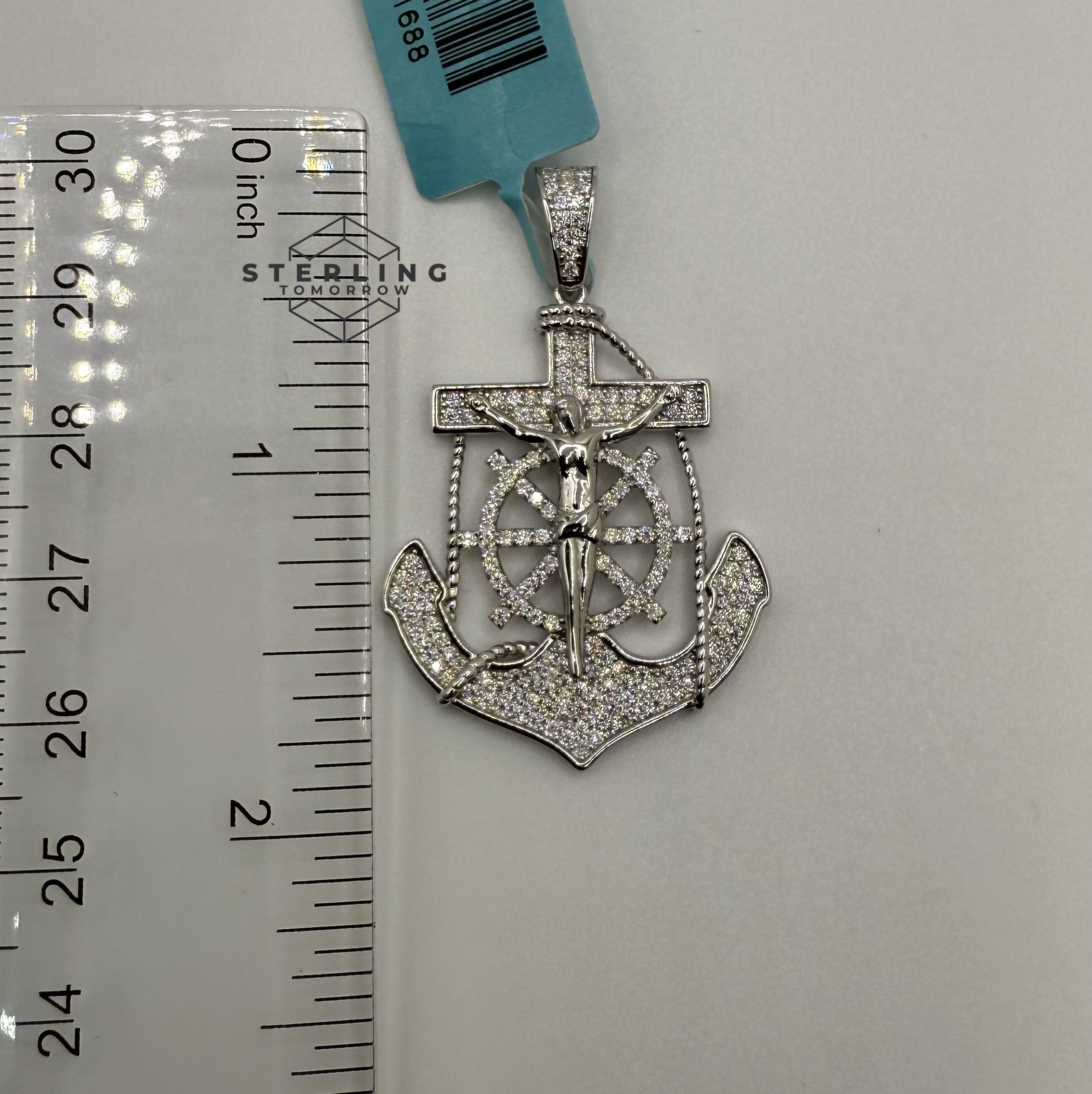 Anchor Jesus Crucifix Moissanite Pendant