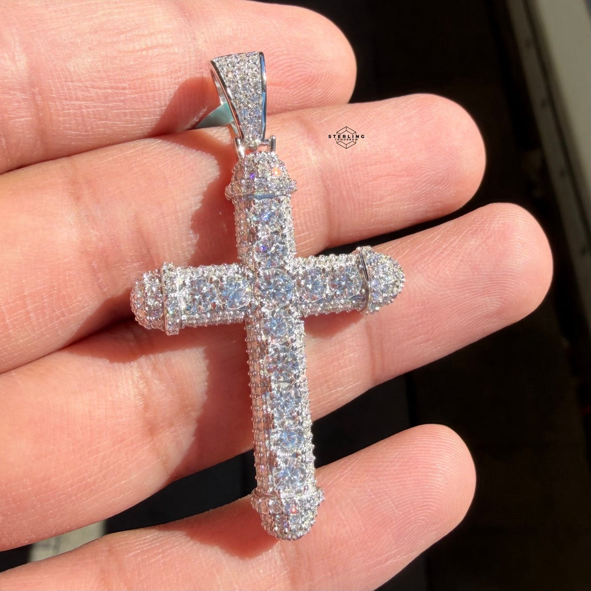 Moissanite Iced Set Cross Pendant
