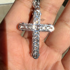 Moissanite Iced Out Cross Pendant, 925 Silver Hip Hop Cross Necklace
