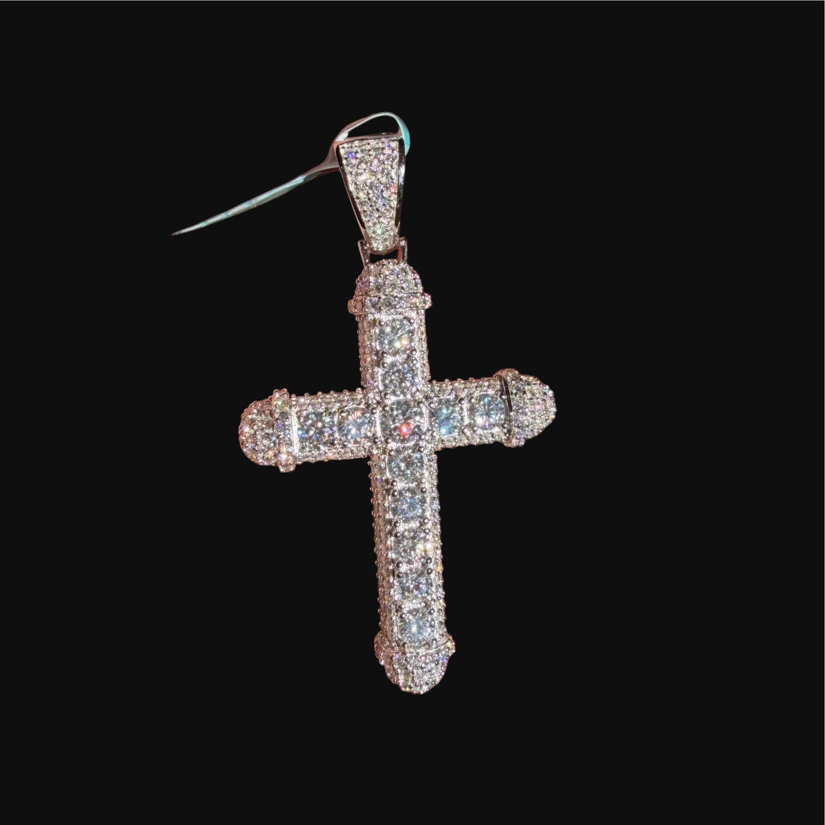 Moissanite Iced Out Cross Pendant, 925 Silver Hip Hop Cross Necklace