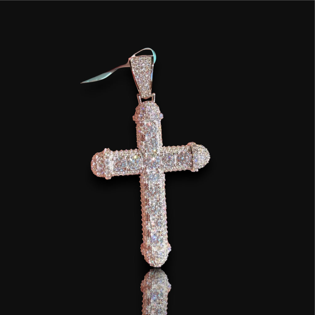 Moissanite Iced Out Cross Pendant, 925 Silver Hip Hop Cross Necklace