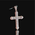 Moissanite Iced Out Cross Pendant, 925 Silver Hip Hop Cross Necklace