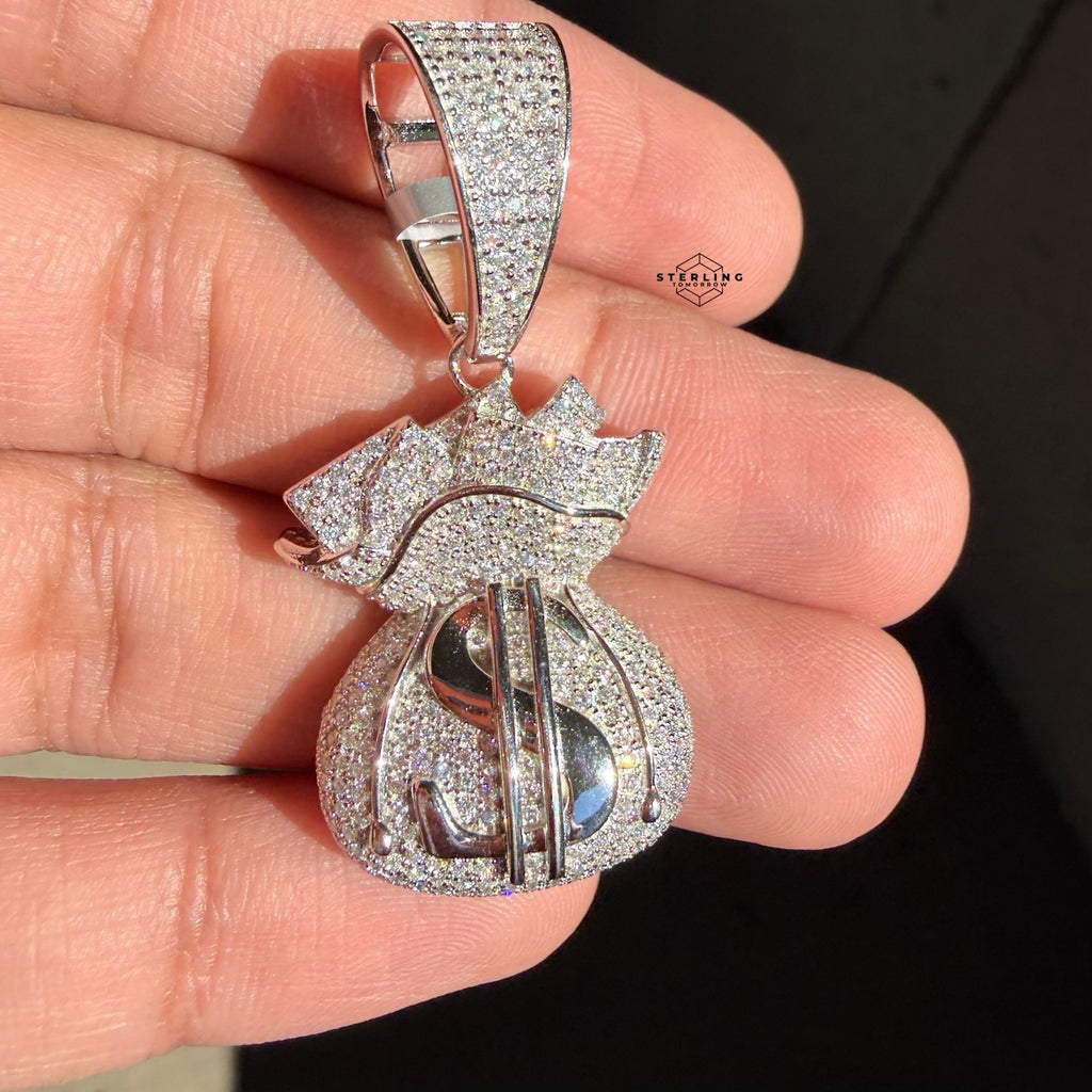 Moissanite Moneybag Iced Pendant