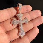 Moissanite Rose Mosaic Set Cross Pendant