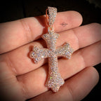 Moissanite Rose Mosaic Set Cross Pendant