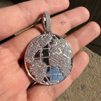 Moissanite World Globe Iced Pendant
