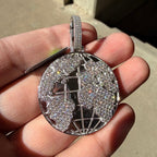 Moissanite World Globe Iced Pendant