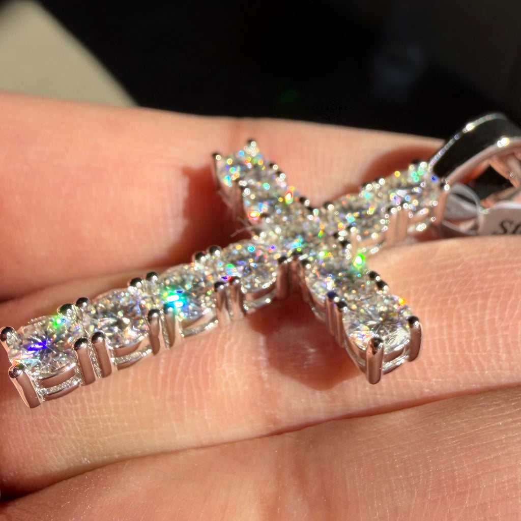Moissanite Tennis Cross Pendant