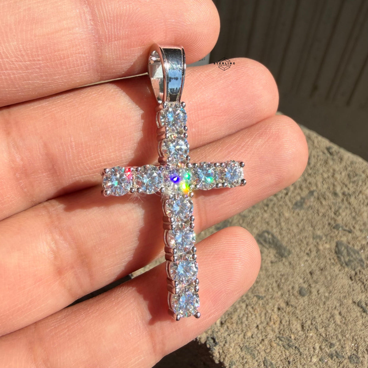 Moissanite Tennis Cross Pendant
