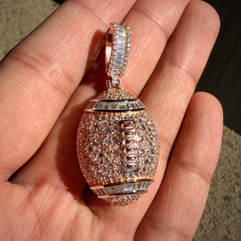 Moissanite Football Rose Iced Pendant