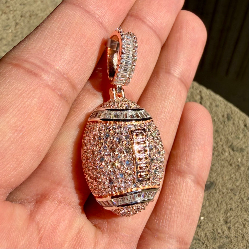 Moissanite Football Rose Iced Pendant