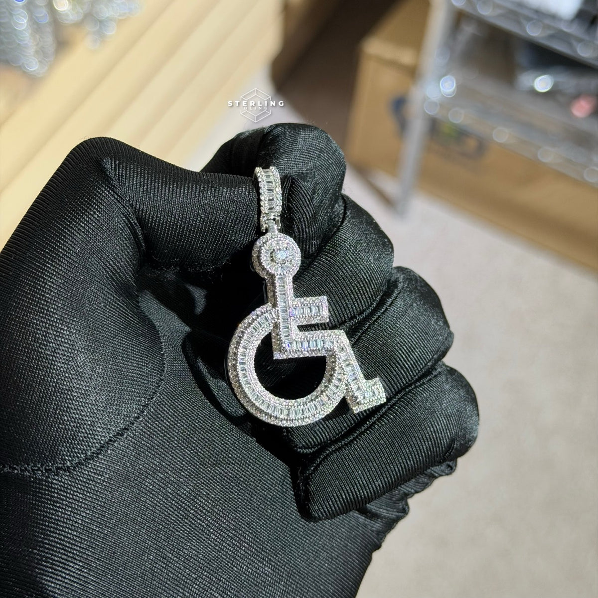 Wheelchair Symbol Pendant - Silver Tone