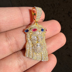Moissanite Jesus 14k Gold Over Silver Color Crown Pendant