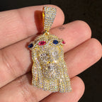 Moissanite Jesus 14k Gold Over Silver Color Crown Pendant