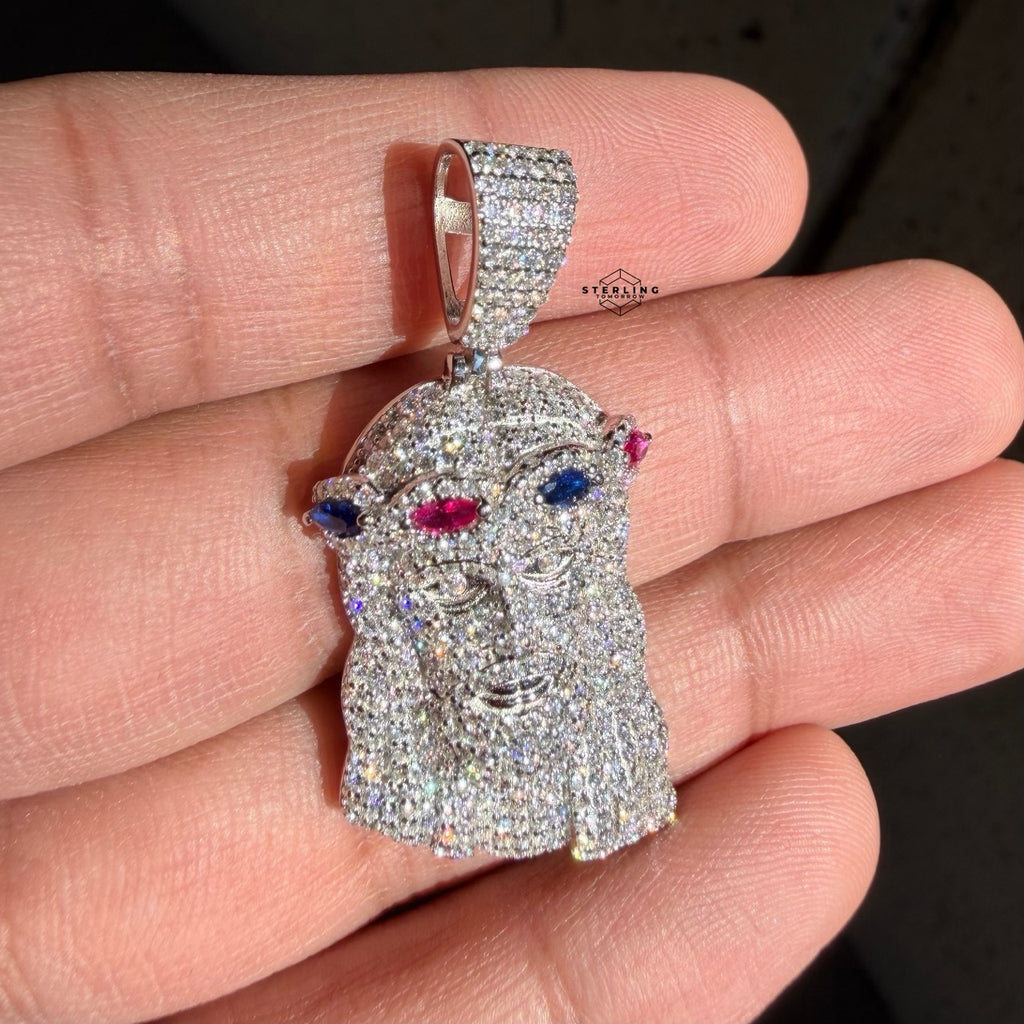 Moissanite Jesus Color Crown Pendant