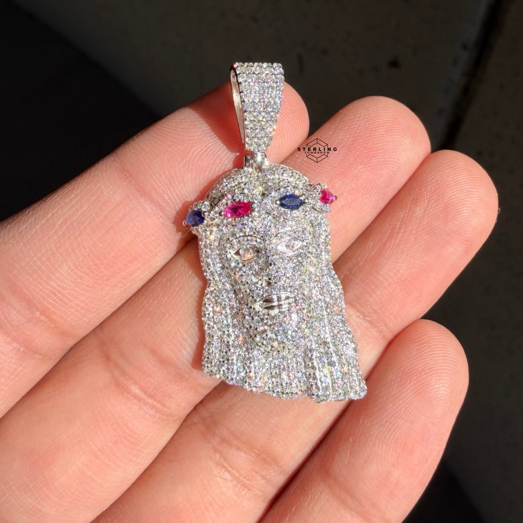 Moissanite Jesus Color Crown Pendant